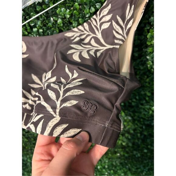Albion Fit Chocolate Fern One Shoulder Cropped Swim Top Sz Medium - Picture 2 of 4